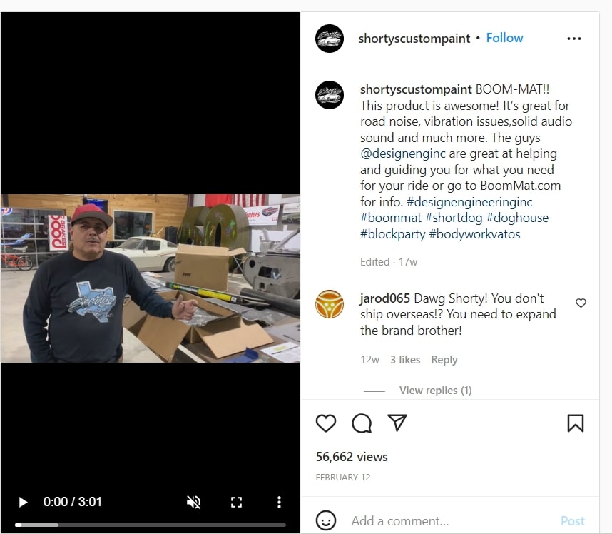 Image of Shorty promoting a brand on his Instagram post
